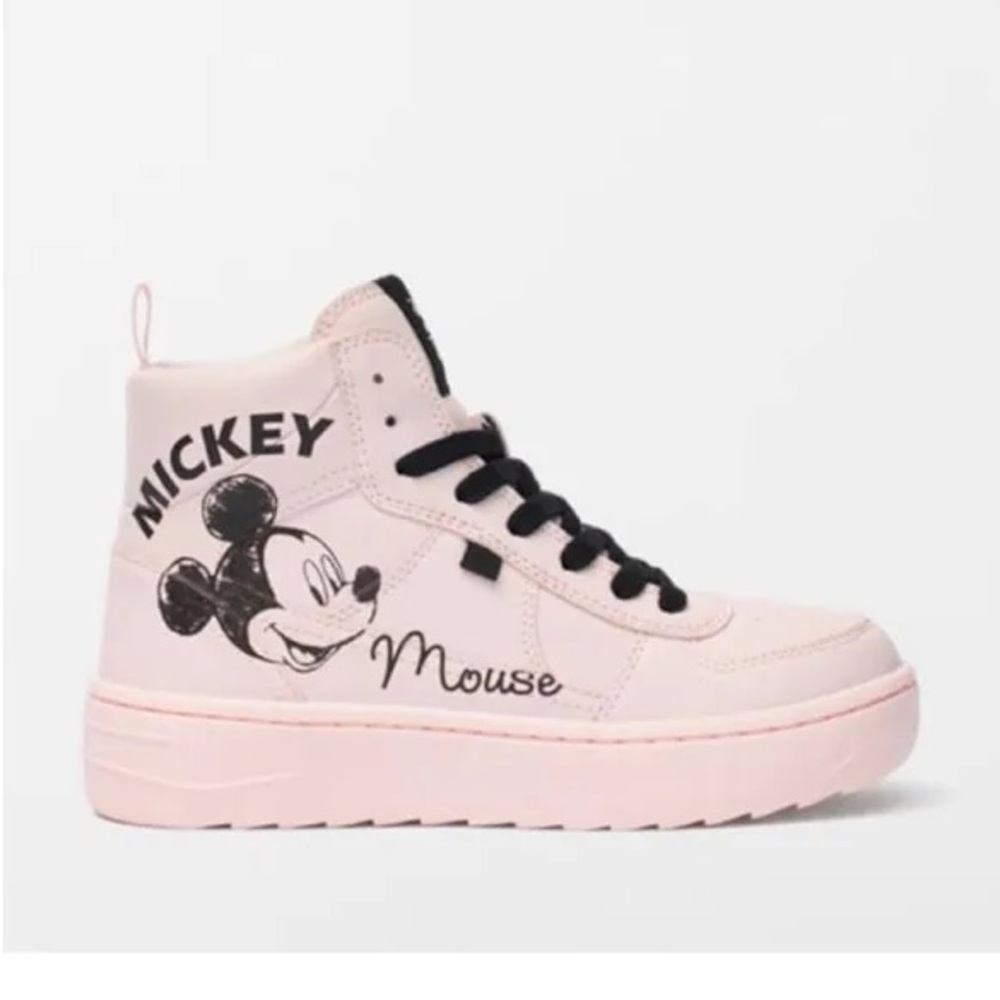 ZARA Kids Disney Mickey Mouse X Zara High Top Sneakers Size: 5.5/ EU 38 Pink